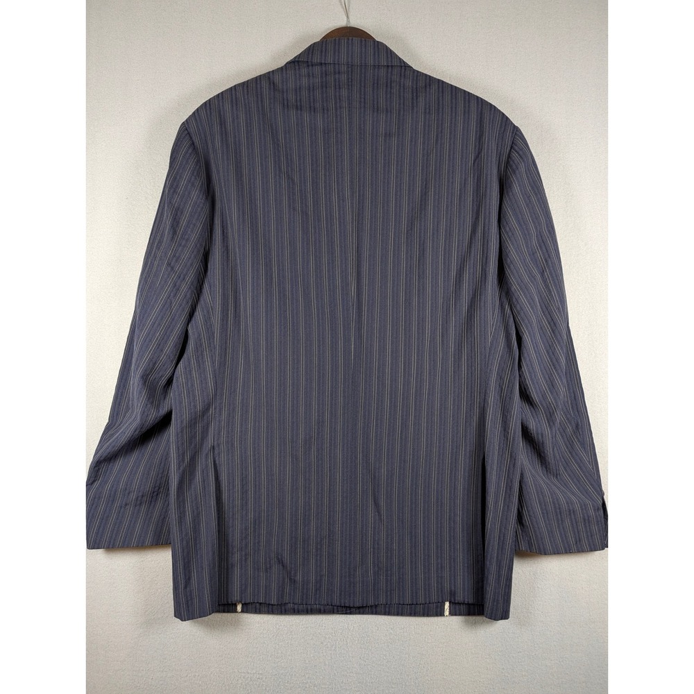 Paul Betenly Mens Navy Pinstripe Wool Cotton Blazer Sport Coat 46R Lanificio - Picture 3 of 8